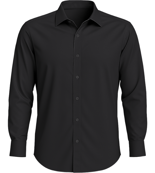 Comfort men's long sleeve stretch dress shirt_BLACK_front