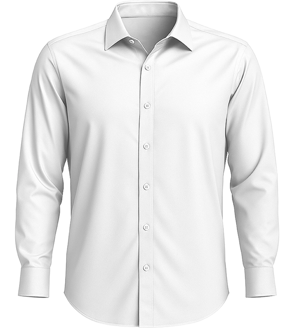 Comfort men's long sleeve stretch dress shirt_WHITE_front