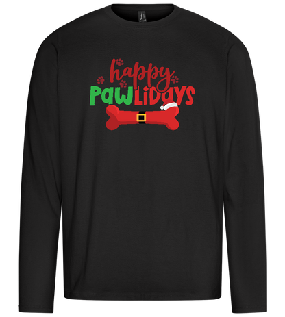 Happy Pawlidays Design - Premium men's long sleeve t-shirt_DEEP BLACK_front