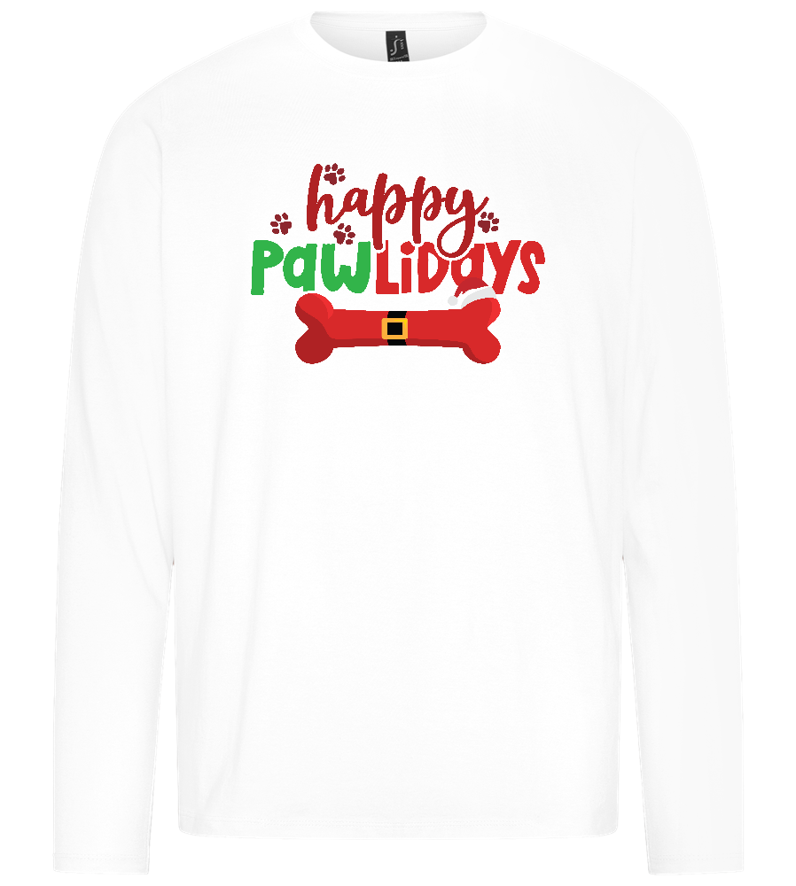 Happy Pawlidays Design - Premium men's long sleeve t-shirt_WHITE_front