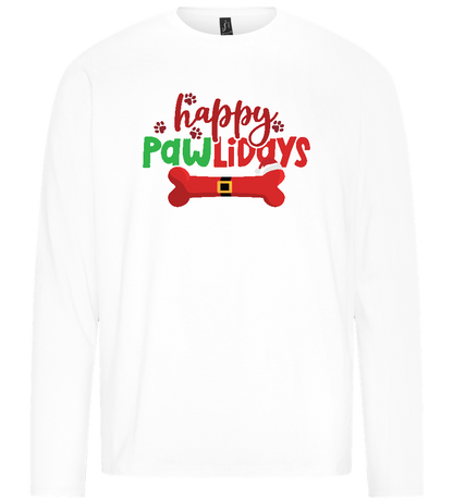 Happy Pawlidays Design - Premium men's long sleeve t-shirt_WHITE_front