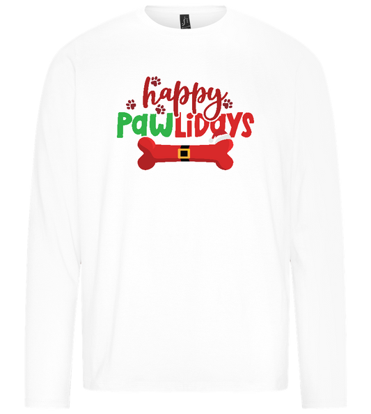 Happy Pawlidays Design - Premium men's long sleeve t-shirt_WHITE_front