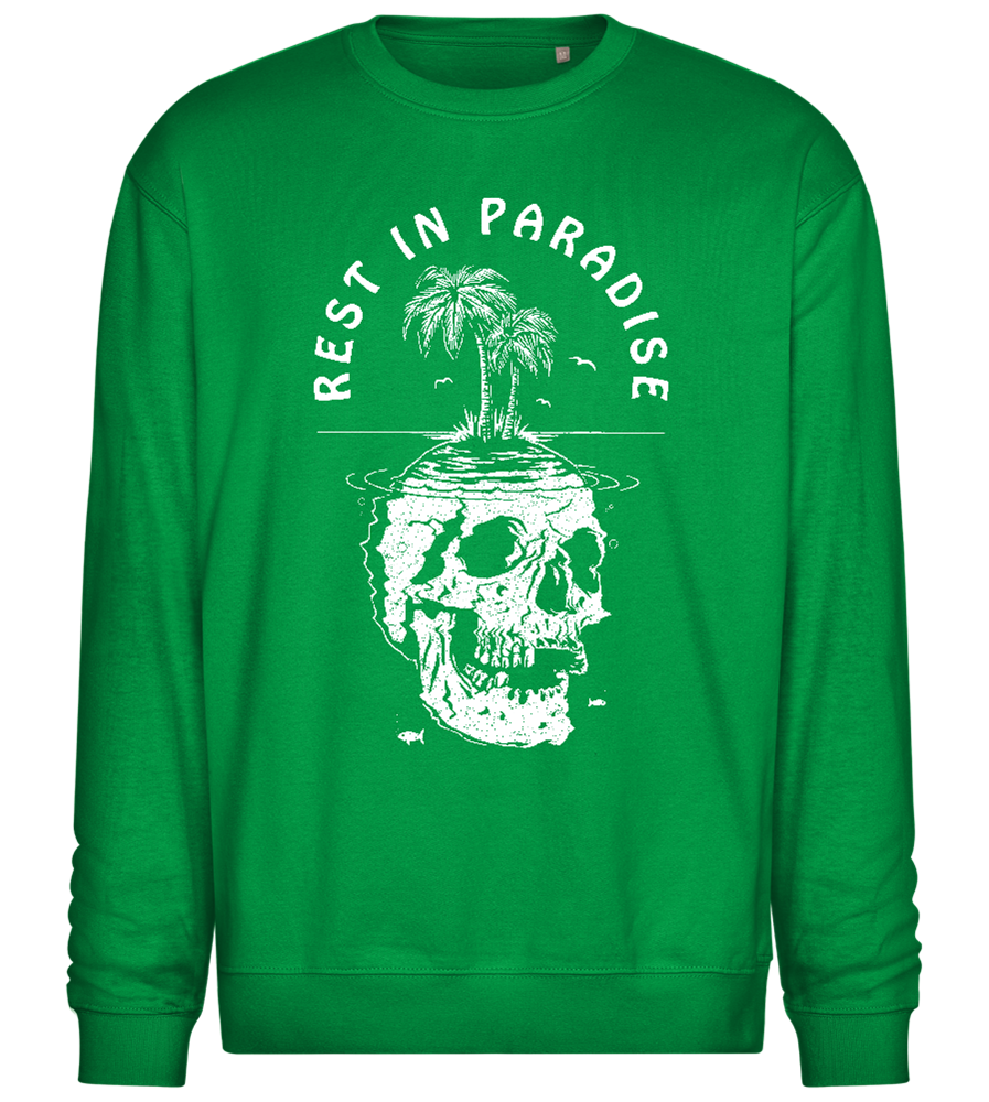 Rest In Paradise Island Design - Comfort Essential Unisex Sweater_MEADOW GREEN_front