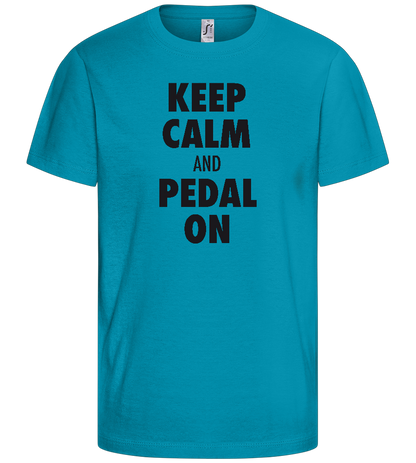 Keep Calm and Pedal On Design - Basic kids t-shirt_TURQUOISE_front