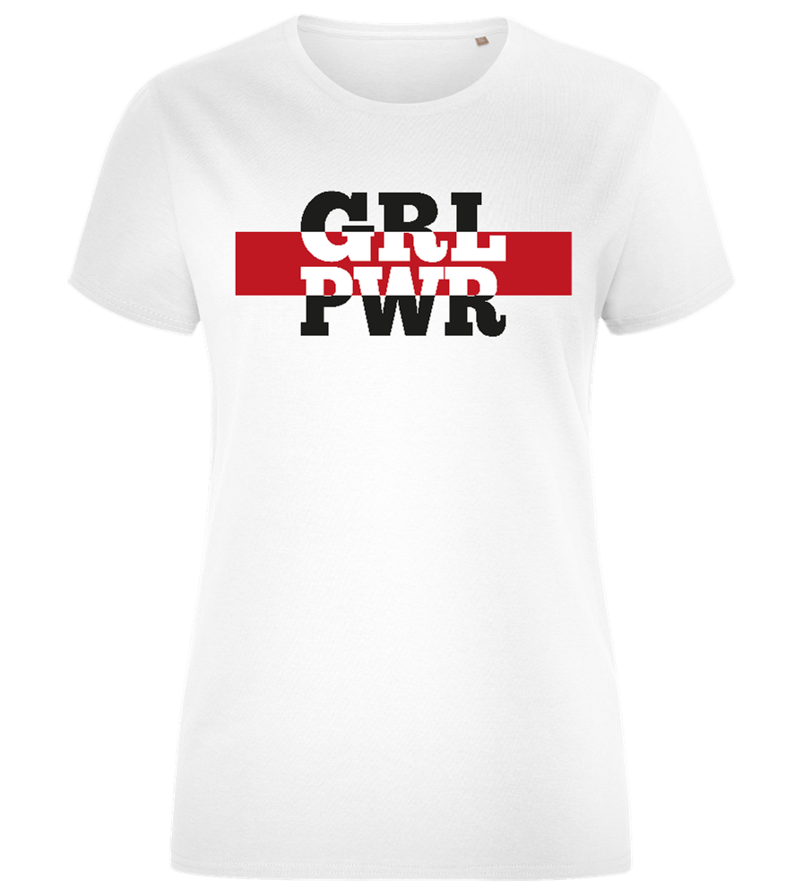 GRL PWR 1 Design - Comfort women's fitted t-shirt_WHITE_front