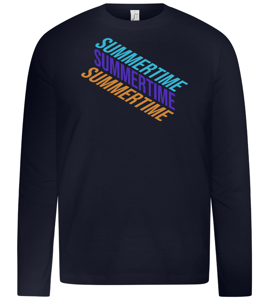 Summertime Text Design - Premium kids long sleeve t-shirt_FRENCH NAVY_front