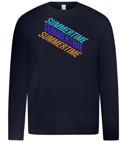 Summertime Text Design - Premium kids long sleeve t-shirt_FRENCH NAVY_front