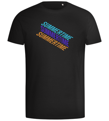 Summertime Text Design - Comfort men's t-shirt_DEEP BLACK_front