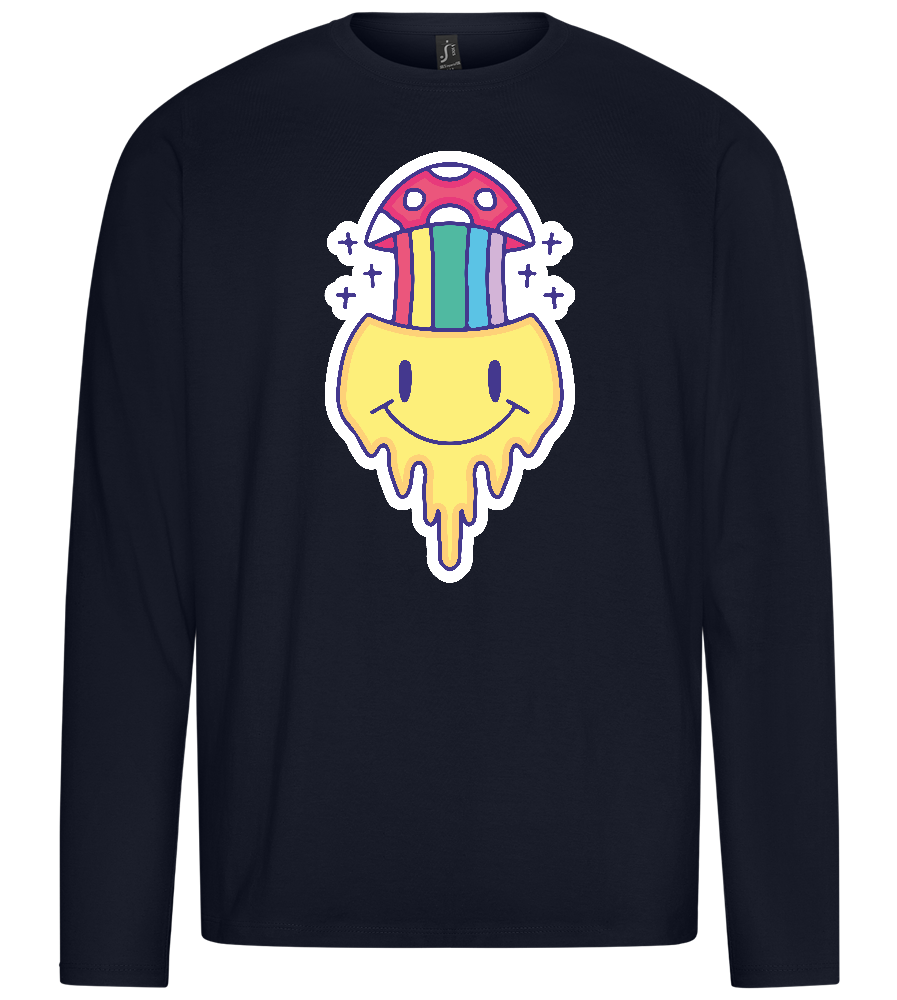 Rainbow Mushroom Smiley Design - Premium men's long sleeve t-shirt_FRENCH NAVY_front