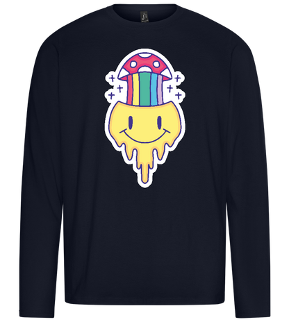 Rainbow Mushroom Smiley Design - Premium men's long sleeve t-shirt_FRENCH NAVY_front