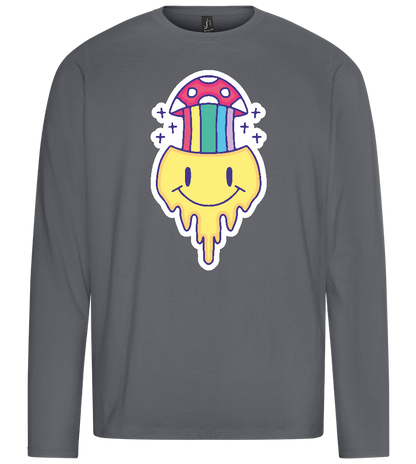 Rainbow Mushroom Smiley Design - Premium men's long sleeve t-shirt_MOUSE GREY_front