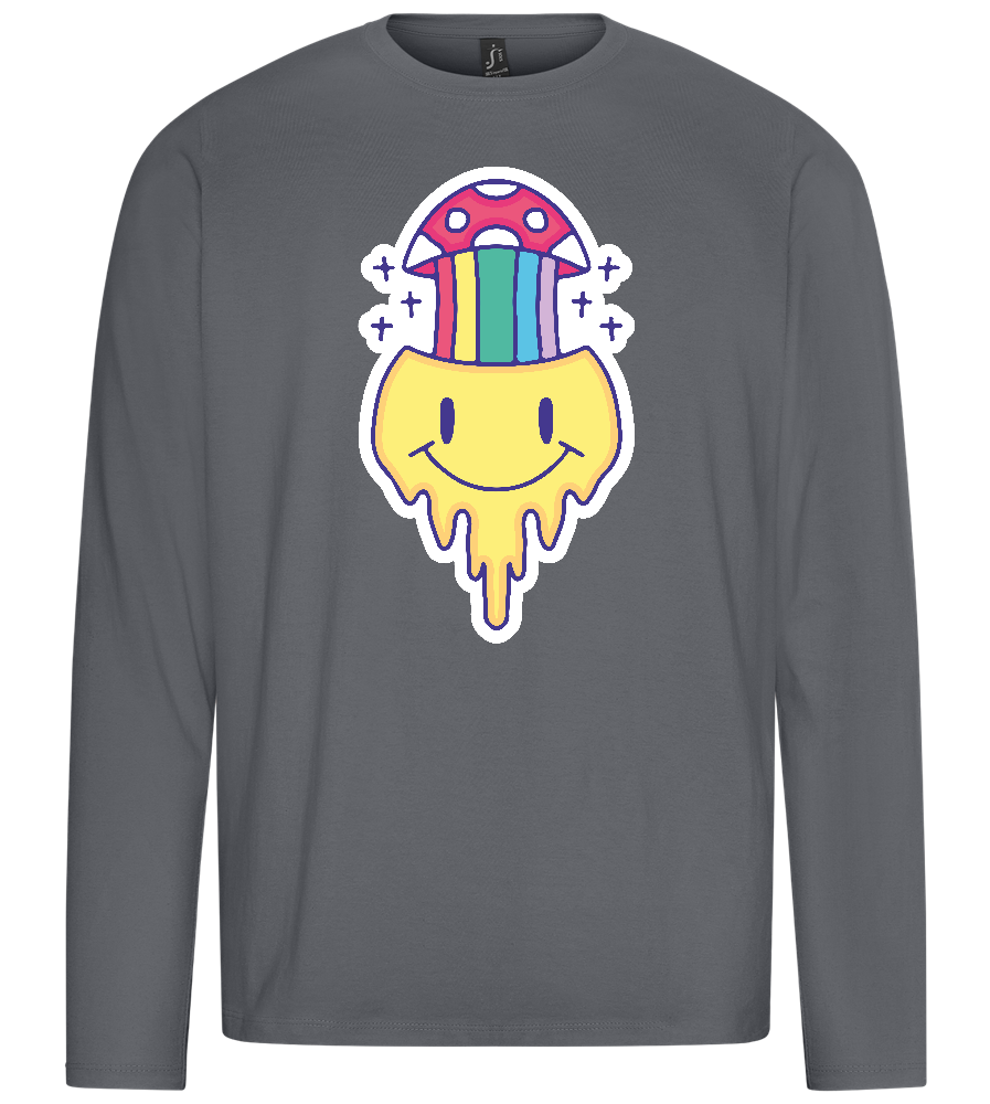 Rainbow Mushroom Smiley Design - Premium men's long sleeve t-shirt_MOUSE GREY_front