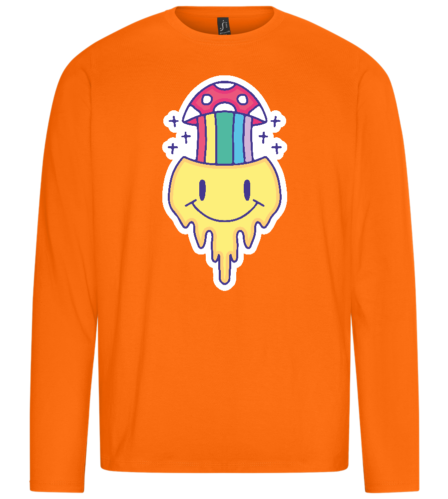 Rainbow Mushroom Smiley Design - Premium men's long sleeve t-shirt_ORANGE_front