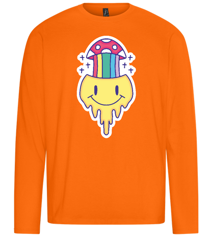 Rainbow Mushroom Smiley Design - Premium men's long sleeve t-shirt_ORANGE_front