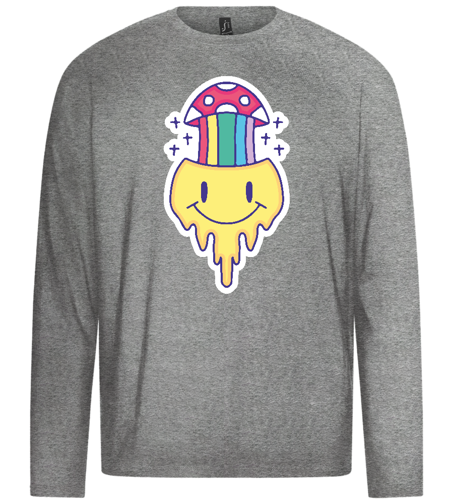 Rainbow Mushroom Smiley Design - Premium men's long sleeve t-shirt_ORION GREY_front