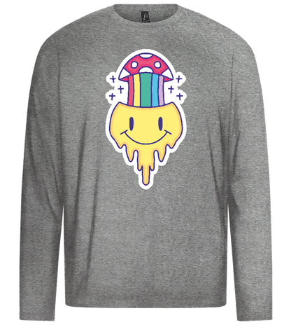 Rainbow Mushroom Smiley Design - Premium men's long sleeve t-shirt_ORION GREY_front