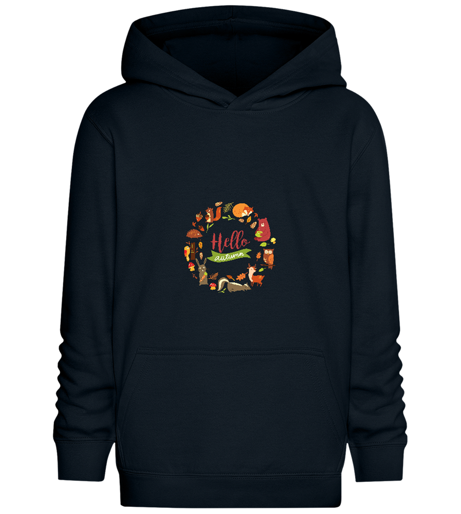 Hello Autumn Animals Design - Comfort Kids Hoodie_BLACK_front