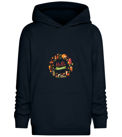 Hello Autumn Animals Design - Comfort Kids Hoodie_BLACK_front