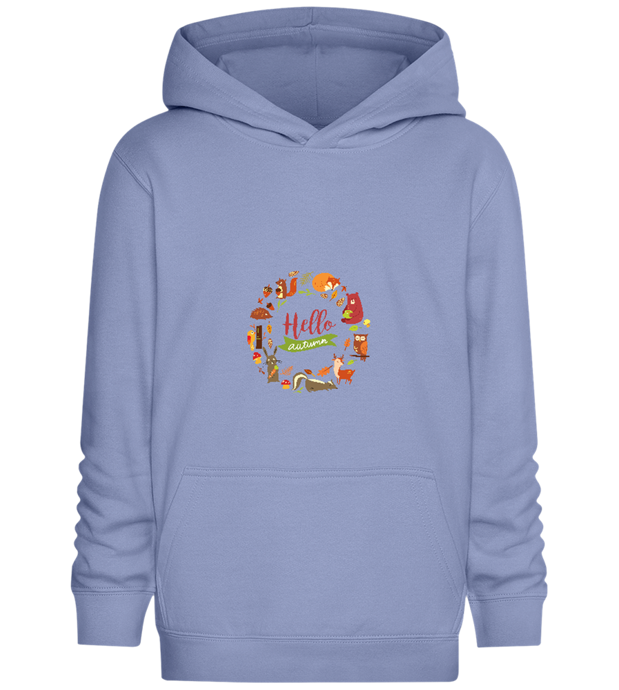 Hello Autumn Animals Design - Comfort Kids Hoodie_BLUE_front