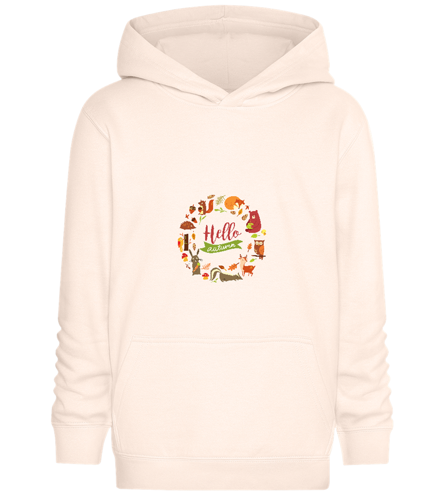 Hello Autumn Animals Design - Comfort Kids Hoodie_LIGHT PEACH ROSE_front