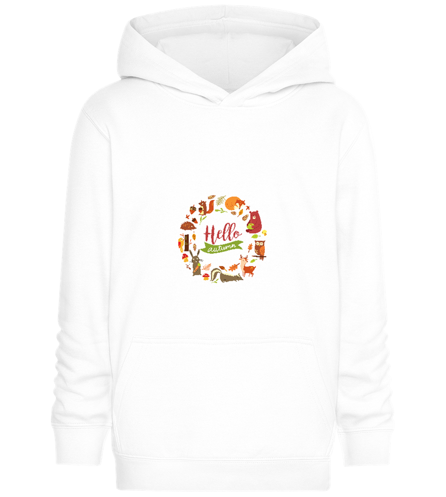 Hello Autumn Animals Design - Comfort Kids Hoodie_WHITE_front