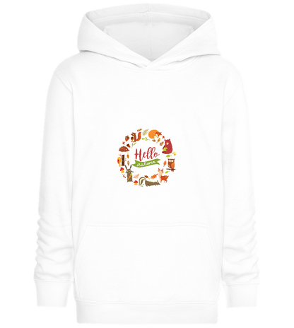 Hello Autumn Animals Design - Comfort Kids Hoodie_WHITE_front