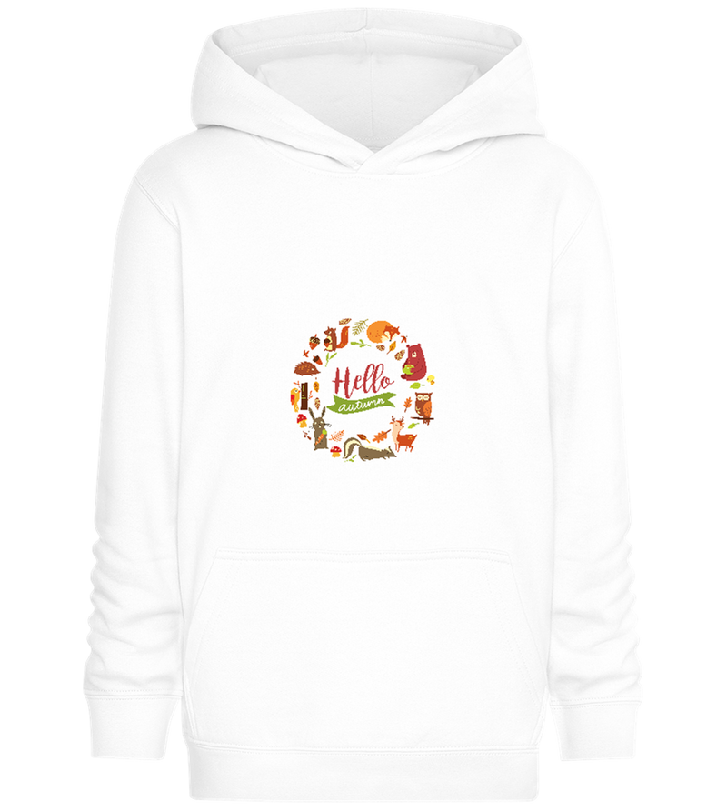 Hello Autumn Animals Design - Comfort Kids Hoodie_WHITE_front