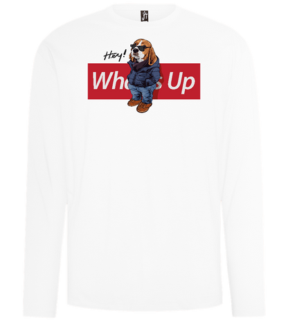 What's Up Dog Design - Comfort men's long sleeve t-shirt_WHITE_front