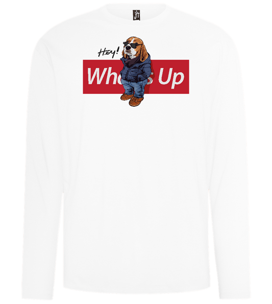 What's Up Dog Design - Comfort men's long sleeve t-shirt_WHITE_front