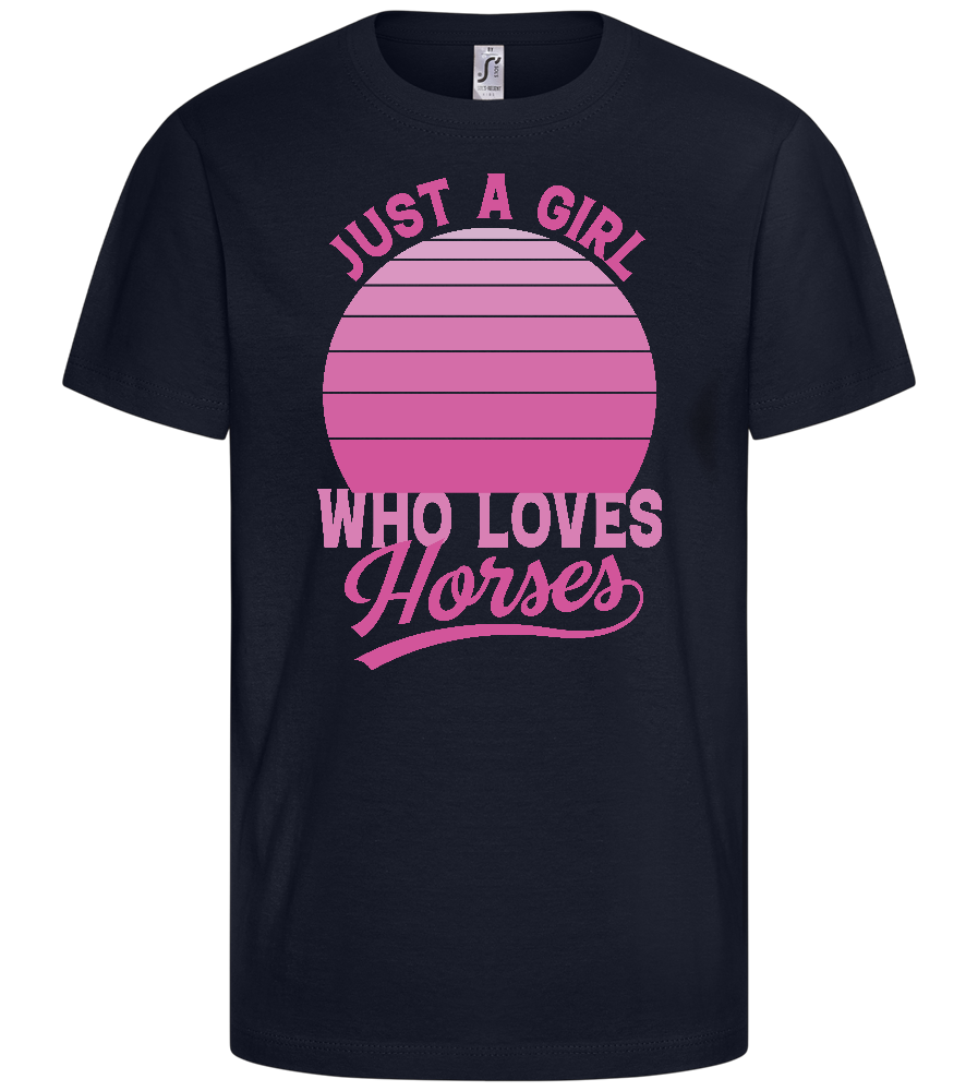 Just a Girl Who Loves Horses Design - Comfort kids fitted t-shirt_FRENCH NAVY_front