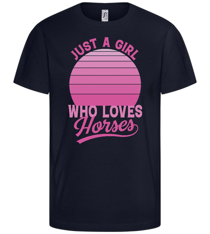 Just a Girl Who Loves Horses Design - Comfort kids fitted t-shirt_FRENCH NAVY_front