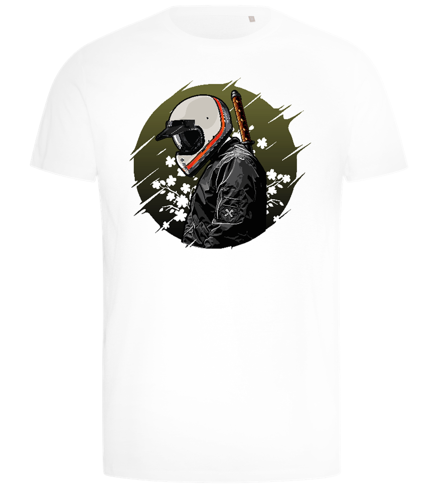 Samurai on Wheels Design - Comfort men's t-shirt_WHITE_front