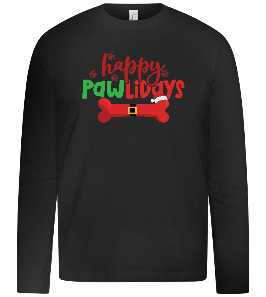 Happy Pawlidays Design - Premium kids long sleeve t-shirt_DEEP BLACK_front