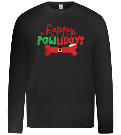 Happy Pawlidays Design - Premium kids long sleeve t-shirt_DEEP BLACK_front