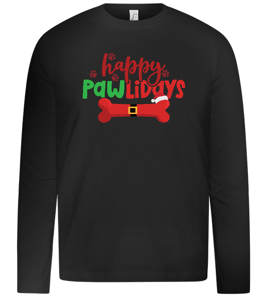 Happy Pawlidays Design - Premium kids long sleeve t-shirt_DEEP BLACK_front