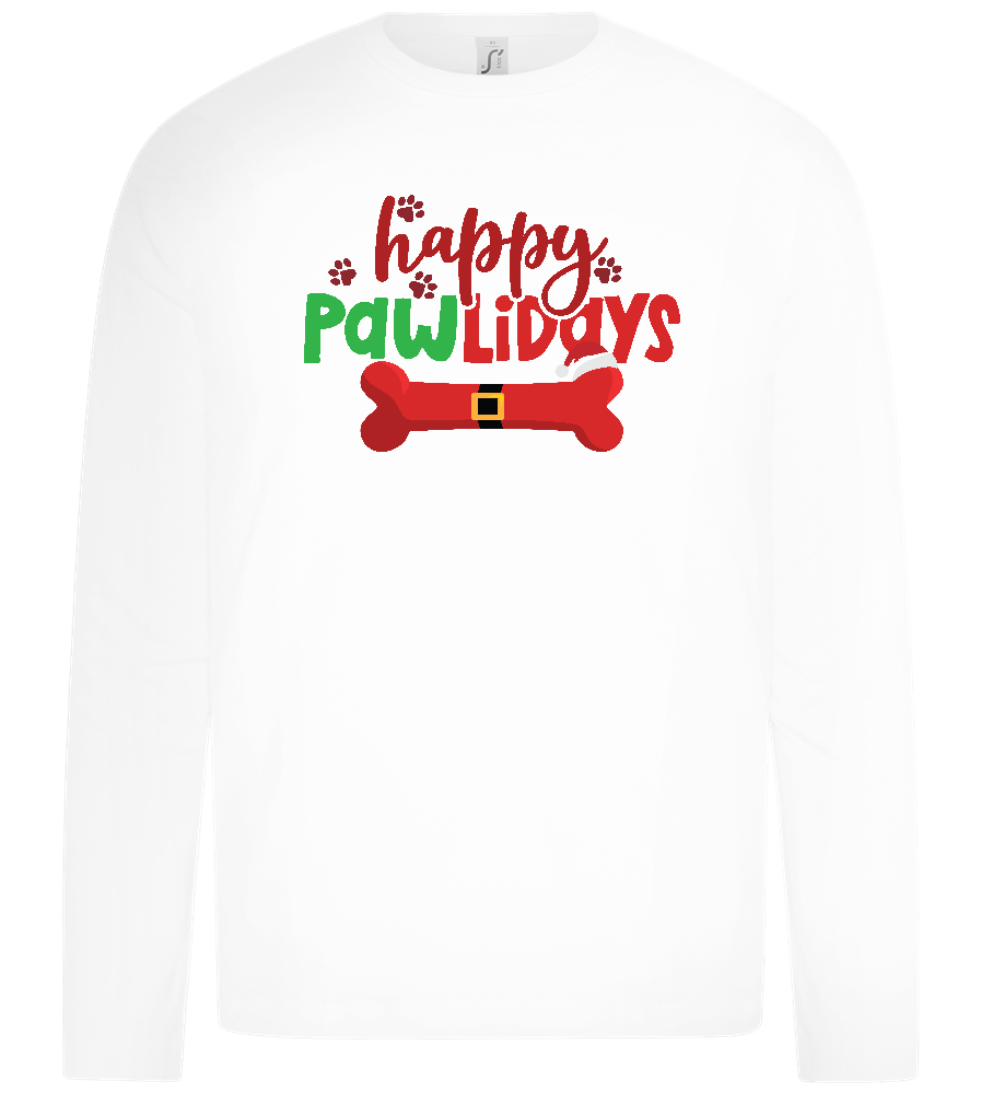 Happy Pawlidays Design - Premium kids long sleeve t-shirt_WHITE_front