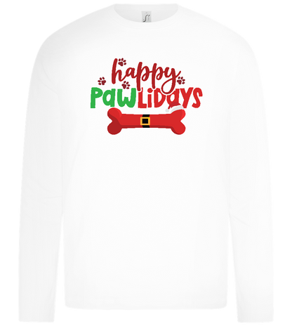 Happy Pawlidays Design - Premium kids long sleeve t-shirt_WHITE_front