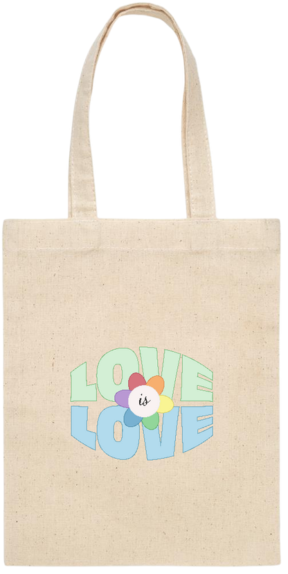 Love is Love Flower Design - Essential small colored handle gift bag_BEIGE_front