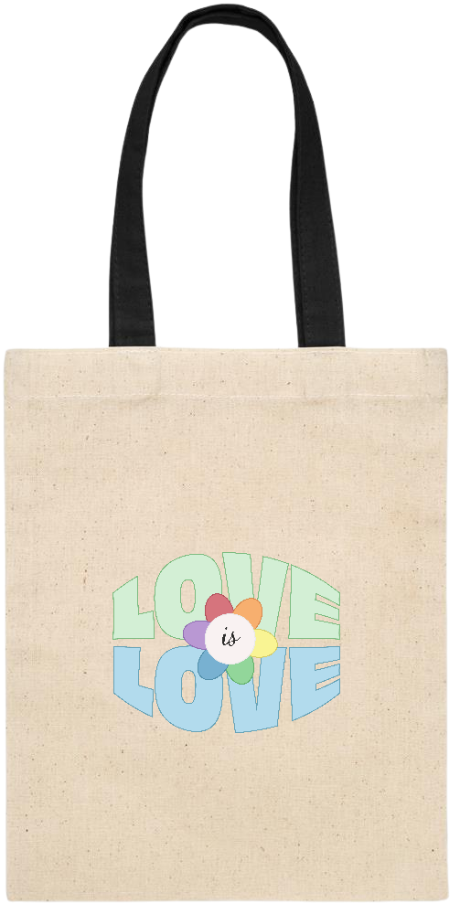 Love is Love Flower Design - Essential small colored handle gift bag_BLACK_front