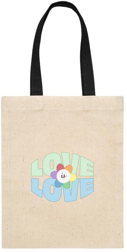 Love is Love Flower Design - Essential small colored handle gift bag_BLACK_front