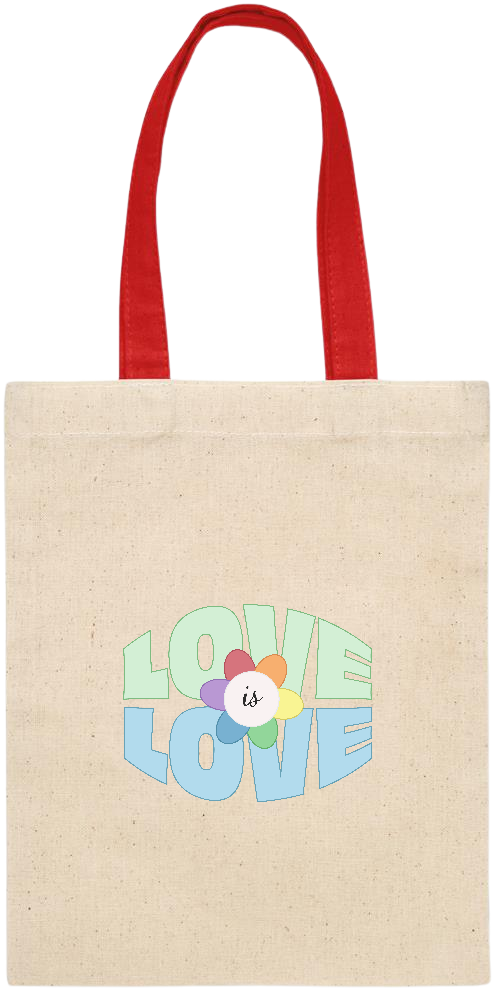 Love is Love Flower Design - Essential small colored handle gift bag_RED_front