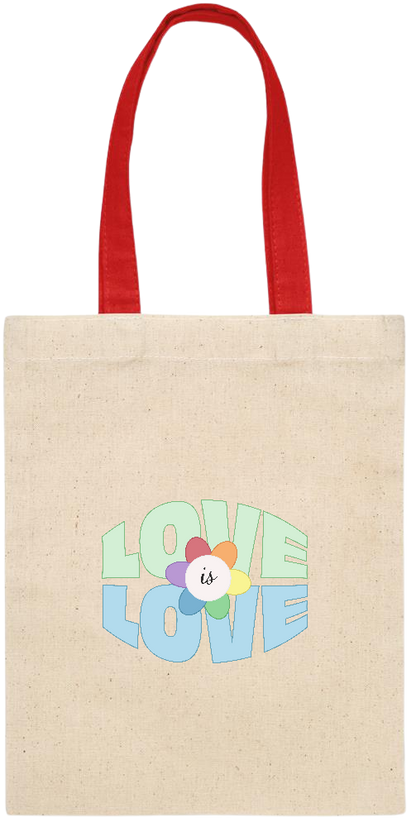 Love is Love Flower Design - Essential small colored handle gift bag_RED_front