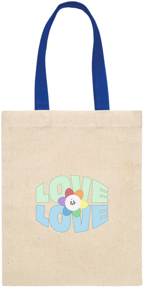 Love is Love Flower Design - Essential small colored handle gift bag_ROYAL BLUE_front