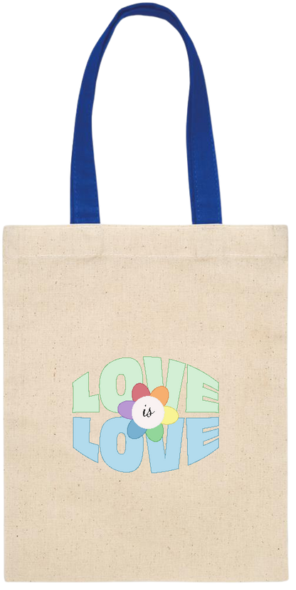 Love is Love Flower Design - Essential small colored handle gift bag_ROYAL BLUE_front