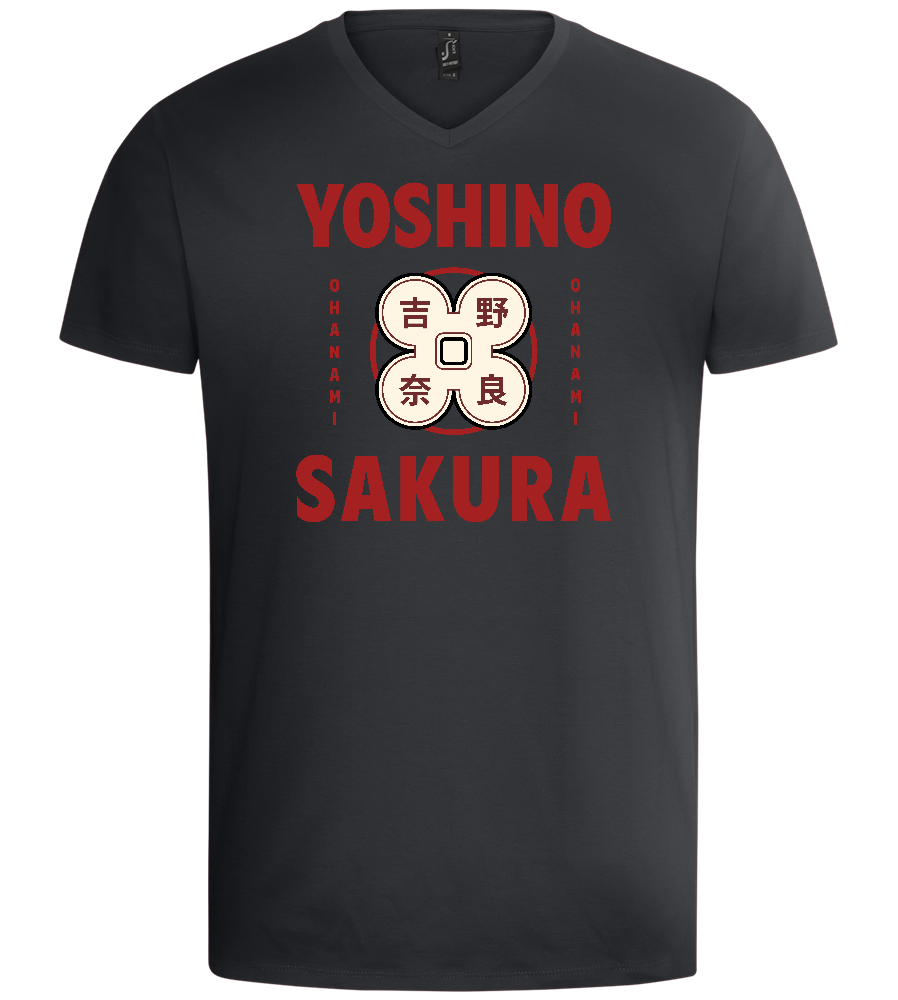 Yoshino Sakura Design - Basic men's v-neck t-shirt_DARK GRAY_front