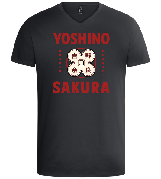 Yoshino Sakura Design - Basic men's v-neck t-shirt_DARK GRAY_front