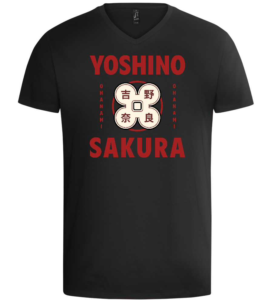 Yoshino Sakura Design - Basic men's v-neck t-shirt_DEEP BLACK_front