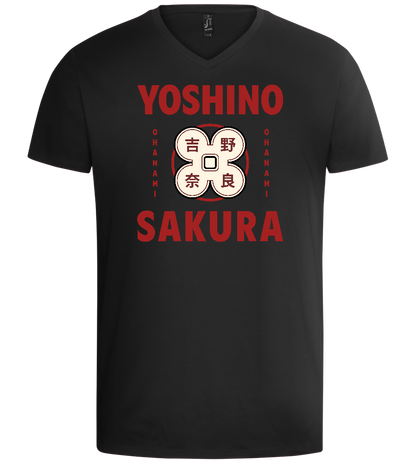 Yoshino Sakura Design - Basic men's v-neck t-shirt_DEEP BLACK_front