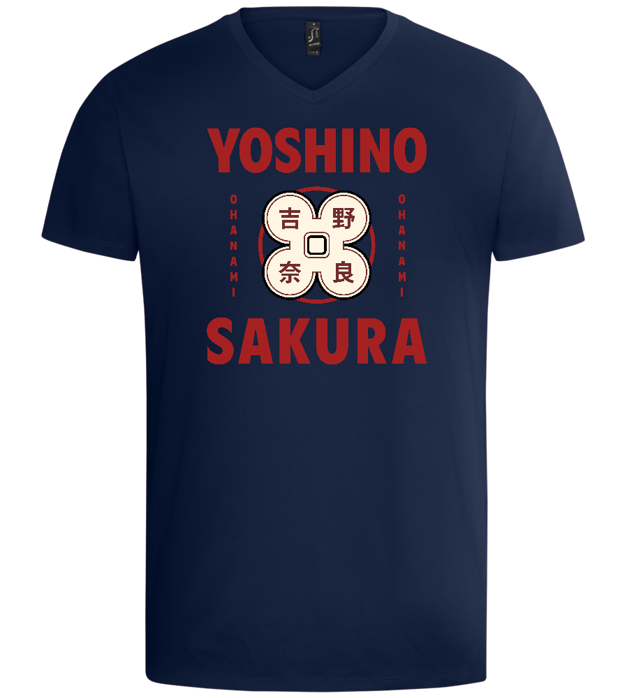 Yoshino Sakura Design - Basic men's v-neck t-shirt_MARINE_front