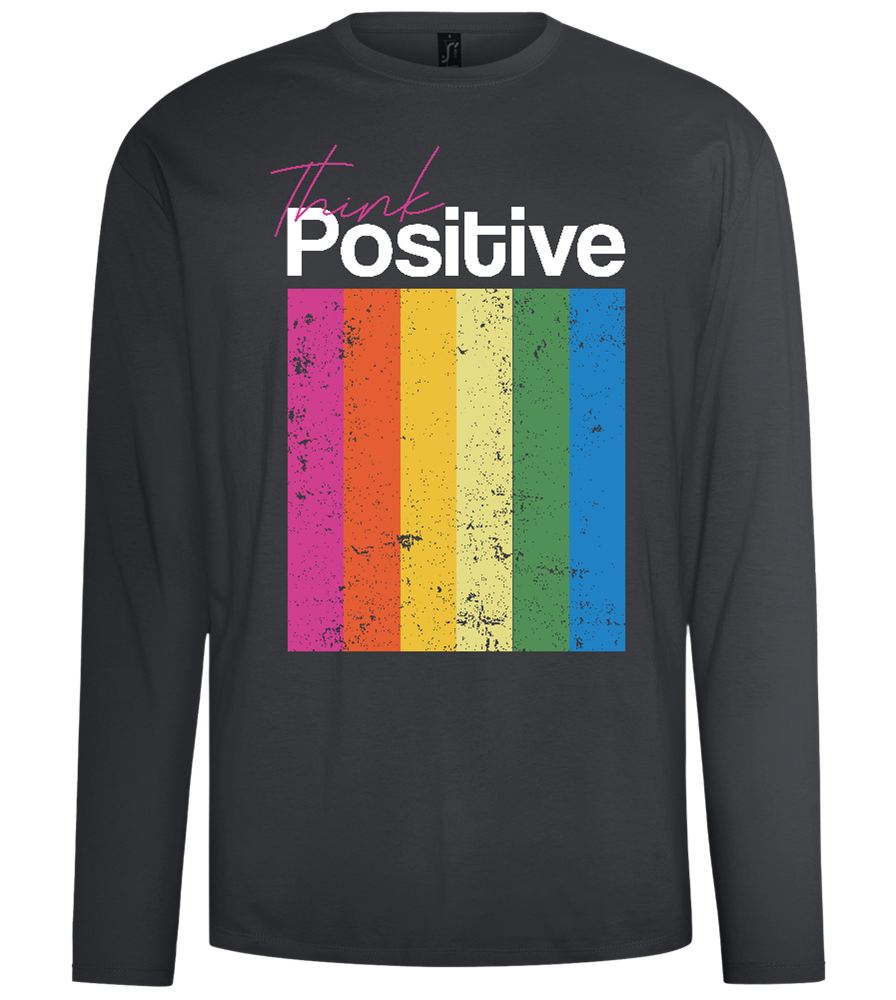 Think Positive Rainbow Design - Comfort men's long sleeve t-shirt_DARK GRAY_front